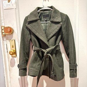 Petite XS Olive Green Banana Republic Pea Coat with Belt